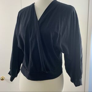 We the Free M black long sleeve faux wrap tee